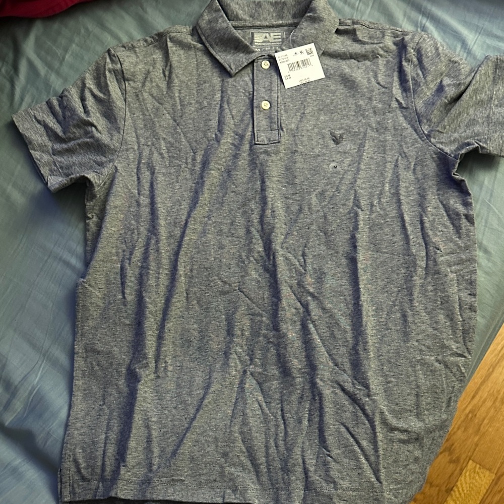 American Eagle Outfitters Heather Gray Polo Shirt